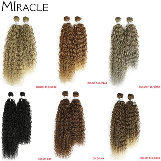 Afro Kinky Curly Hair Wave Synthetic Hair Heat Resistant Deep Wave Hair Bundles Extensions Brown Miracle hair Curly Weave Hair ALODIA STORE