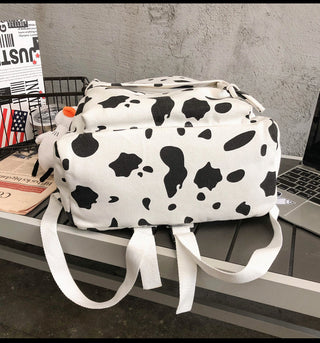 Cute Milk Cow Printing Women's Backpack Canvas Travel Mochila Women School Bag for Teenager Girls Fashion Rucksack Wholesale ALODIA STORE