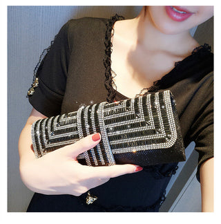 Black Clutch Purse and Handbag with Rhinestone Women ALODIA STORE