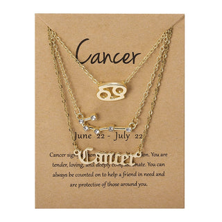 3Pcs/set 12 Zodiac Sign Necklace For Women 12 Constellation Pendant Chain Choker Birthday Jewelry With Cardboard Card ALODIA STORE