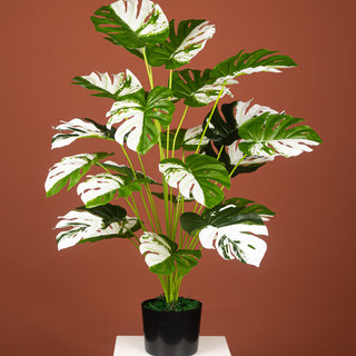 75cm 24Fork Fake Plants Large Artificial Monstera Tree Branch Plastic Tropical Palm False Turtle Leaf For Home Garden Room Decor ALODIA STORE