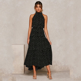 Summer Long Dress Polka Dot Casual Dresses Black Sexy Halter Strapless New 2023 ALODIA STORE