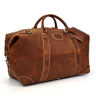 100% Genuine Crazy Horse Leather Men Travel Bags With Rivet Big HandBag For Male Cowhide Duffel Bag Mans Travelling Bag luxury ALODIA STORE