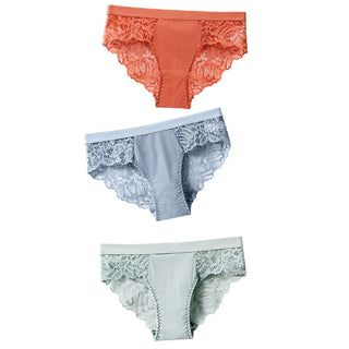3 Pcs Cotton Panties Sexy Panty Briefs Lace Panties Women Underwear Lingerie Panties for Female Ladies Floral Pantys Underpants ALODIA STORE