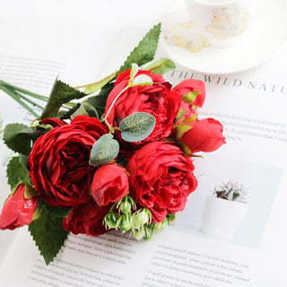 Artificial Flowers Peony Bouquet Silk Rose Vase for Home Decor Garden Wedding Decorative Fake Plants Christmas Garland Material ALODIA STORE
