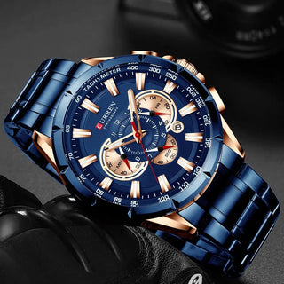 Curren Men’s Watches Top Brand Luxury Chronograph Quartz Men Watch Waterproof Sport Wrist Watch Men Stainless Steel Male Clock ALODIA STORE
