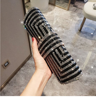 Black Clutch Purse and Handbag with Rhinestone Women ALODIA STORE
