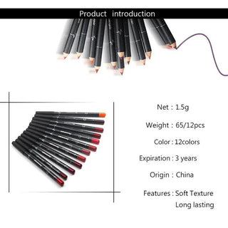 6 12Pcs/Set Waterproof Pencil Lipstick Set Pen Matte Lip Liner Long Lasting Makeup Pens Easy to Wear Non-stick Cup карандаш для ALODIA STORE