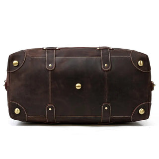 100% Genuine Crazy Horse Leather Men Travel Bags With Rivet Big HandBag For Male Cowhide Duffel Bag Mans Travelling Bag luxury ALODIA STORE