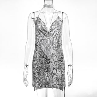 Sexy Backless y2k Metal Party Summer Dress Women Beach Night club Mini slip dress Glitter Sequin ladies Dresses Vestidos HL ALODIA STORE