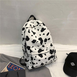 Cute Milk Cow Printing Women's Backpack Canvas Travel Mochila Women School Bag for Teenager Girls Fashion Rucksack Wholesale ALODIA STORE