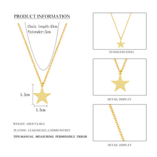 Wild&amp;Free Gold Plated Triangle Moon Star Pendant Necklace For Women Girls Short Geometric Charm Necklace ladies gift ALODIA STORE