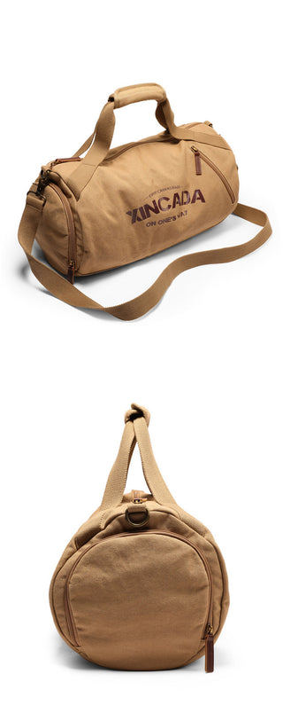 Male Large Capacity Canvas Travel Bags Men Fitness Sports Training Handbag With Shoes Pocket Black Khaki Shoulder Bag XA32M ALODIA STORE