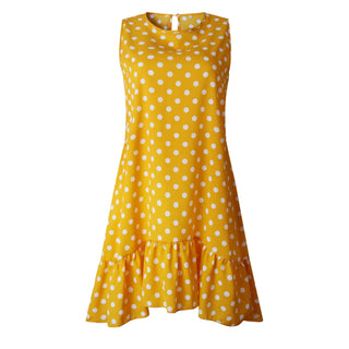 Summer dress Polka Dot Sleeveless Beach Mini Dress ALODIA STORE