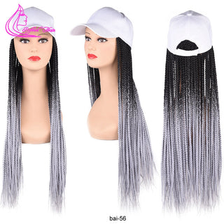 Box Braids Baseball Cap Wig 24inch Long Synthetic Braid Wigs Hat with Braiding Hair Extensions For Black Women Adjustable Size ALODIA STORE