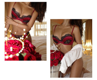 CINOON Sexy Eyelash Lace Bra Set Women Lingerie French Embroidery Bralette Push Up Brassiere Female Underwear Bra and Panty Set ALODIA STORE