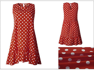 Summer dress Polka Dot Sleeveless Beach Mini Dress ALODIA STORE