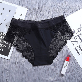 3Pcs/Lot Lace Panties Sets Ice Silk Seamless Underwear Female Transparent  Briefs Mid-Rise Lady Panty Woman Lingerie ALODIA STORE