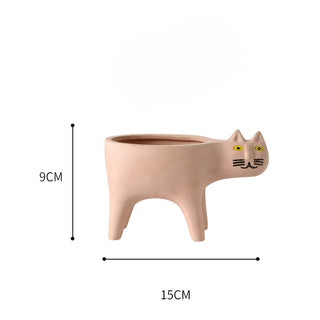 Cartoons Cat Flowerpot Animal Ceramic Flowerpot Cute Vase Cactus Succulent Plants Potted  Flower Arrangement Home Decoration ALODIA STORE