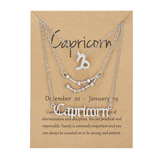 3Pcs/set 12 Zodiac Sign Necklace For Women 12 Constellation Pendant Chain Choker Birthday Jewelry With Cardboard Card ALODIA STORE