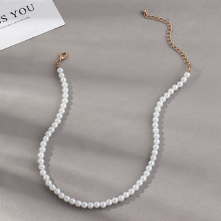 Vintage Style Simple 6MM Pearl Chain Choker Necklace For Women Wedding Love Shell Pendant Necklace Fashion Jewelry Wholesale ALODIA STORE