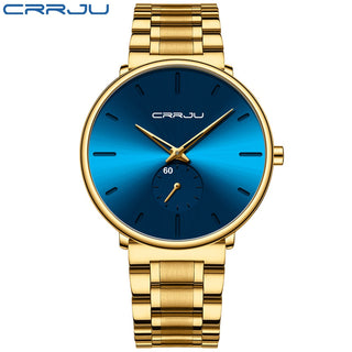 CRRJU Mens Watches Stainless Steel Men's Wrist Watch Casual Luxury Waterproof Sport Watch for Men Quartz Watch Relogio Masculino ALODIA STORE