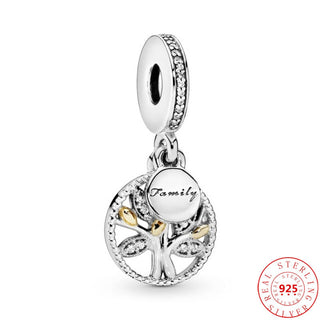 100% 925 Sterling Silver Boy Girls Feather Cat Dog Family Tree Beads Fit Original Pandora Charms Bracelet Women DIY Fine Jewelry ALODIA STORE