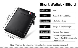 WILLIAMPOLO Coin Purses Genuine Leather Men Wallet With Card Holder Short Purse Zipper Wallets Casual Standard Wallets PL293 ALODIA STORE