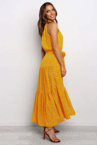 Summer Long Dress Polka Dot Casual Dresses Black Sexy Halter Strapless New 2023 ALODIA STORE