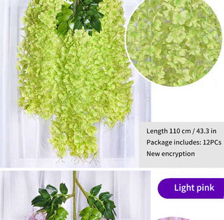 12Pcs Wisteria Artificial Flower Rattan Wreath Arch Wedding Home Garden Office Decoration pendant Plant Wall Decoration ALODIA STORE