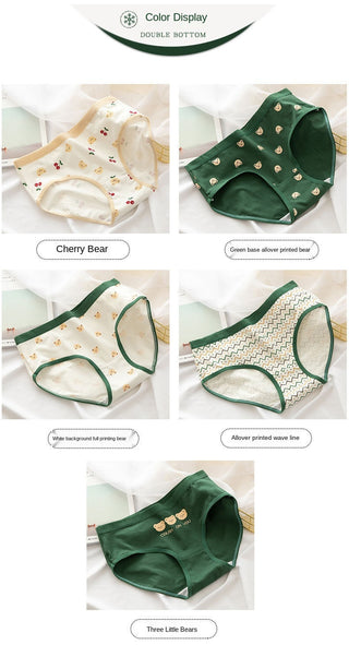 2021 Women Cotton Underwear Japanese Cute Briefs Mid Waist Seamless Underpants Cute Cartoon Panties Female Cotton Lingerie ALODIA STORE