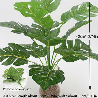 Artificial Plants Green Palm Leaves Monstera Home Garden Living Room Bedroom Balcony Decoration Tropical Plastic Fake Plant Long ALODIA STORE
