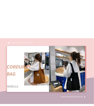 MABULA High Quality Casual Corduroy Tote Bag Environmental Soft  Shopping Bags Autumn Foldable Storage Grocery Handbag for Women ALODIA STORE