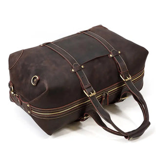 100% Genuine Crazy Horse Leather Men Travel Bags With Rivet Big HandBag For Male Cowhide Duffel Bag Mans Travelling Bag luxury ALODIA STORE