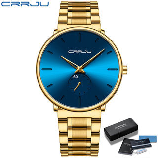 CRRJU Mens Watches Stainless Steel Men's Wrist Watch Casual Luxury Waterproof Sport Watch for Men Quartz Watch Relogio Masculino ALODIA STORE