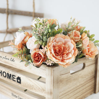 Autumn Artificial Peony Flowers Bride Silk Rose Bouquet DIY Wedding Home Garden Decoration Accessories Fall Hydrangea Fake Plant ALODIA STORE
