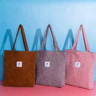 MABULA High Quality Casual Corduroy Tote Bag Environmental Soft  Shopping Bags Autumn Foldable Storage Grocery Handbag for Women ALODIA STORE
