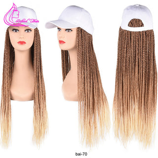 Box Braids Baseball Cap Wig 24inch Long Synthetic Braid Wigs Hat with Braiding Hair Extensions For Black Women Adjustable Size ALODIA STORE