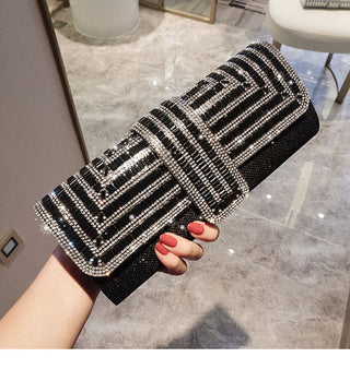 Black Clutch Purse and Handbag with Rhinestone Women ALODIA STORE