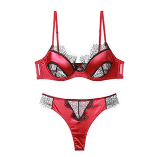 CINOON Sexy Eyelash Lace Bra Set Women Lingerie French Embroidery Bralette Push Up Brassiere Female Underwear Bra and Panty Set ALODIA STORE