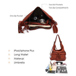 CEZIRA Large Soft Casual Women Bags Functional Girl School Backpack PU Leather Bag Ladies Multi Pockets Messenger&amp;Shoulder Bag ALODIA STORE