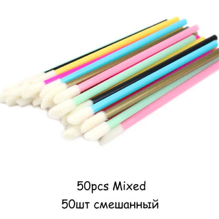 Disposable Lip Brushes 50pcs Eyelash Cleaning Makeup Removing Tools Lipstick Lip Gloss Mascara Wands Set Cosmetic Applicator ALODIA STORE
