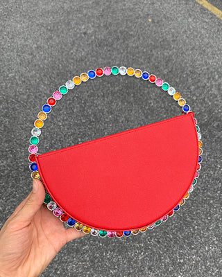 Luxury Colored Diamond Half Moon Women Purses and Handbags Evening Bag Serpentine Designer Party Clutch Bag Chic Wedding Bag ALODIA STORE