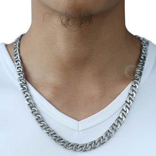 Men's Necklace 316L Stainless Steel Chain 9.5mm Heavy Marina Biker Silver Color Fashion Jewelry Dropshipping 18-36inch HN01 ALODIA STORE