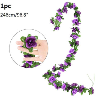 Wisteria Artificial Flower Vine Ivy Leaf Garland Silk Rose Flowers Rattan String Vine Wedding Arch Flower Home Garden Decoration ALODIA STORE