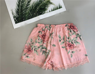 Daeyard Women's Pajamas Sexy Lingerie Silk Overall Print Cami And Shorts 2Pcs Pyjama Set Sleepwear Summer Pijama Nighty Homewear ALODIA STORE