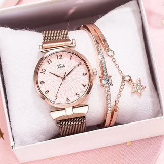 Luxury Women Bracelet Quartz Watches For Women Magnetic Watch Ladies Sports Dress Pink Dial Wrist Watch Clock Relogio Feminino ALODIA STORE