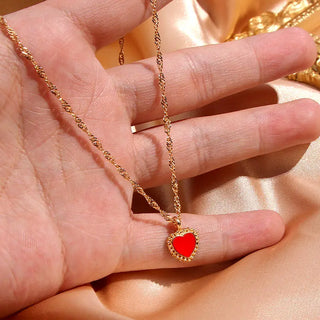 Flatfoosie Fashion Charm Heart-shaped Pendant Necklace For Women Gold Color Twisted Chain Necklace Jewelry Friendship Gifts ALODIA STORE