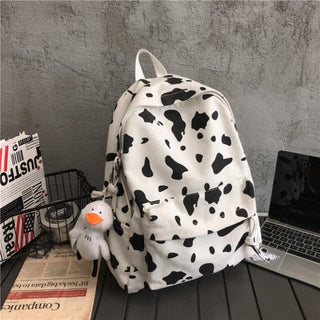 Cute Milk Cow Printing Women's Backpack Canvas Travel Mochila Women School Bag for Teenager Girls Fashion Rucksack Wholesale ALODIA STORE