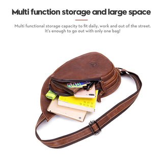 BULLCAPTAIN Leather Crossbody Bag Men Crazy Horse Leather Chest Bags New Fashion Multi-function card bag's mobile phone bages ALODIA STORE